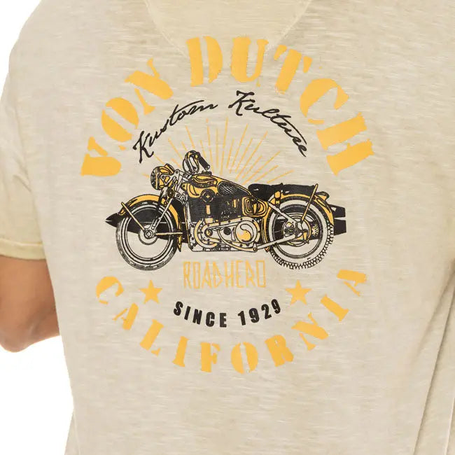 Von Dutch Hero T-Shirt Beige FREE UK Delivery, FREE 365 Day Returns | Moto Central