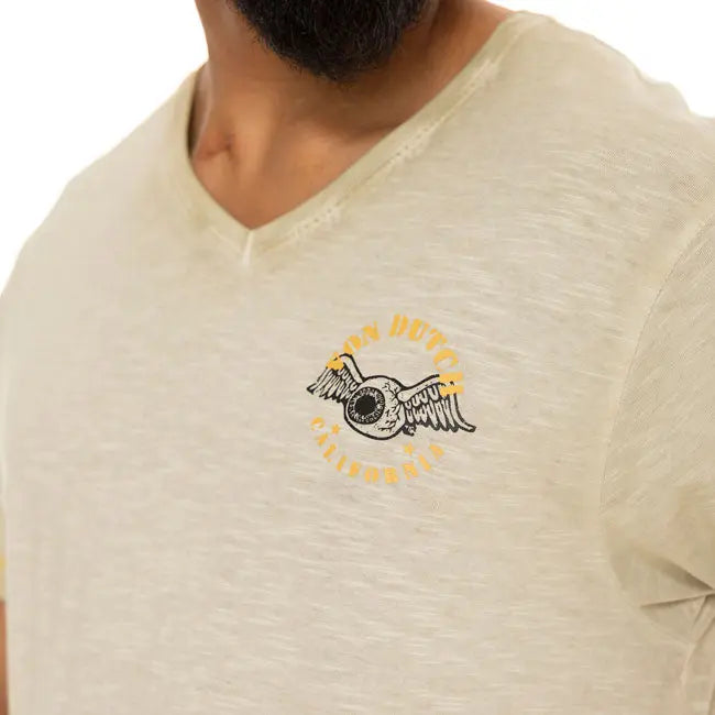 Von Dutch Hero T-Shirt Beige FREE UK Delivery, FREE 365 Day Returns | Moto Central