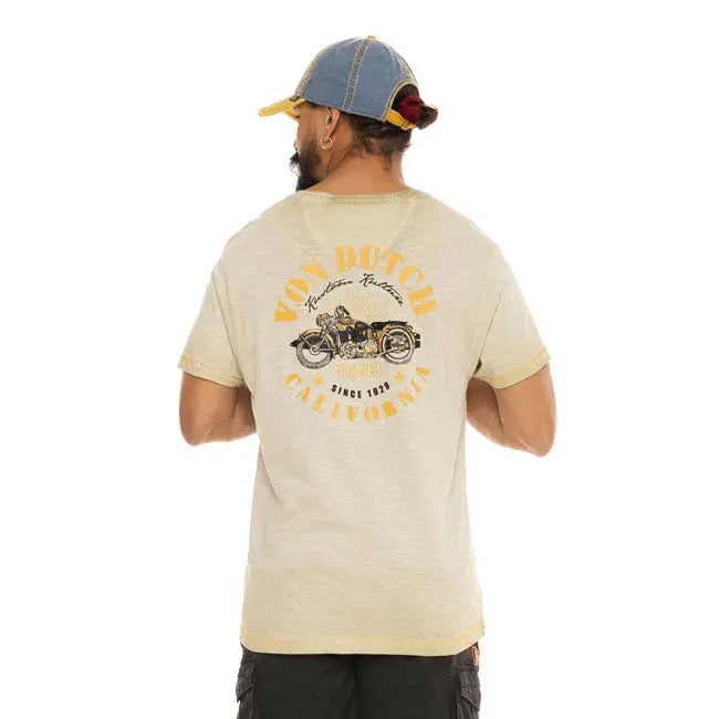 Von Dutch Hero T-Shirt Beige FREE UK Delivery, FREE 365 Day Returns | Moto Central