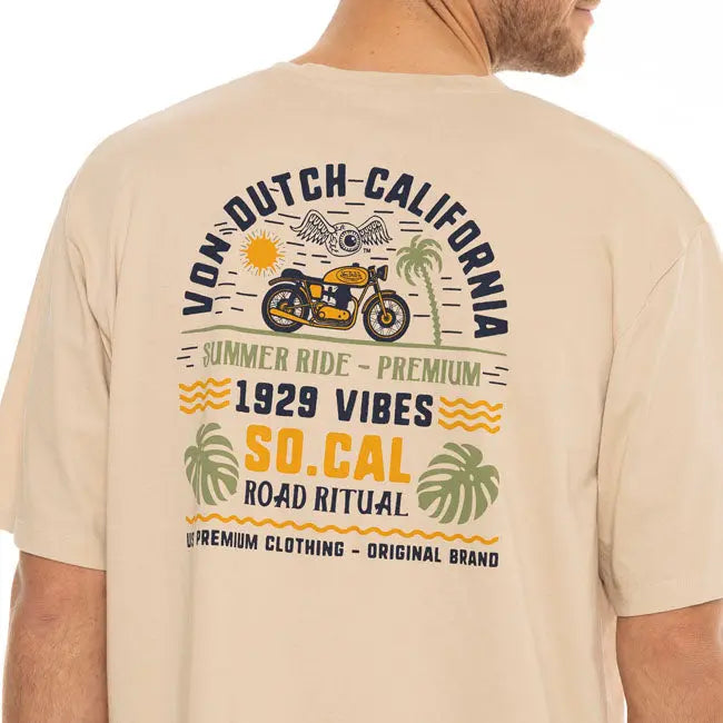 Von Dutch Vibes T-Shirt Beige FREE UK Delivery, FREE 365 Day Returns | Moto Central