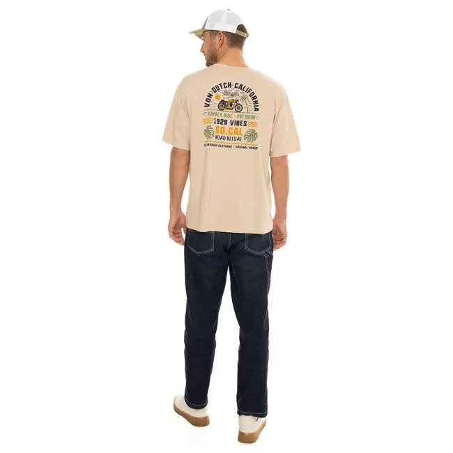 Von Dutch Vibes T-Shirt Beige FREE UK Delivery, FREE 365 Day Returns | Moto Central