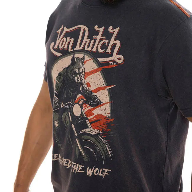 Von Dutch Wolfy T-Shirt Navy FREE UK Delivery, FREE 365 Day Returns | Moto Central