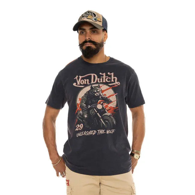 Von Dutch Wolfy T-Shirt Navy FREE UK Delivery, FREE 365 Day Returns | Moto Central