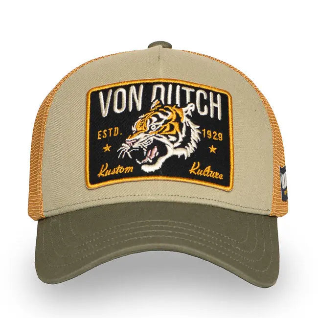 Von Dutch Wild Tiger Cap Khaki FREE UK Delivery, FREE 365 Day Returns | Moto Central