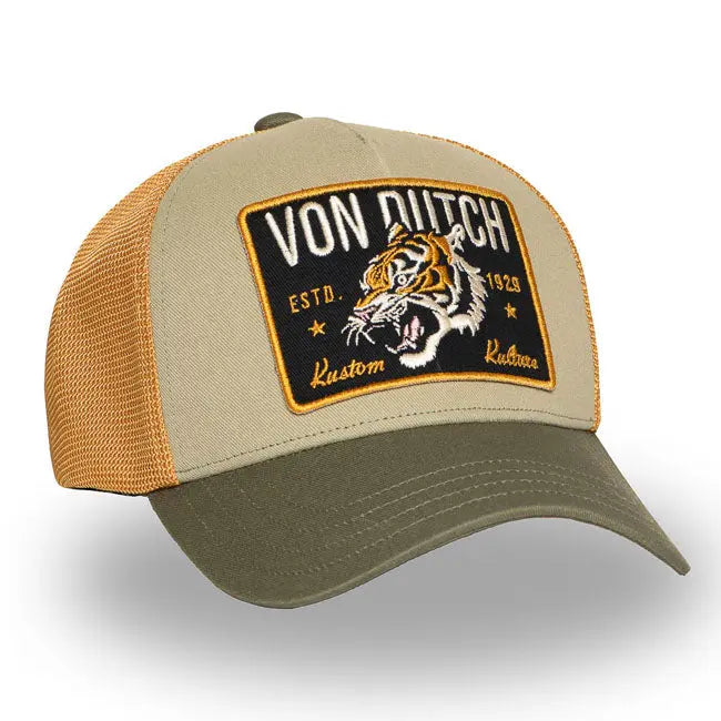 Von Dutch Wild Tiger Cap Khaki FREE UK Delivery, FREE 365 Day Returns | Moto Central