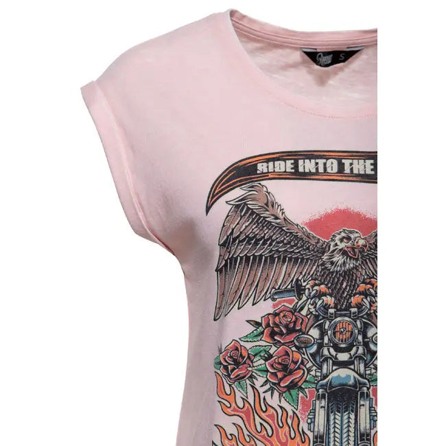 King Kerosin Queen Kerosin Ride Into The Wild Ladies T-Shirt Peachskin FREE UK Delivery, FREE 365 Day Returns | Moto Central