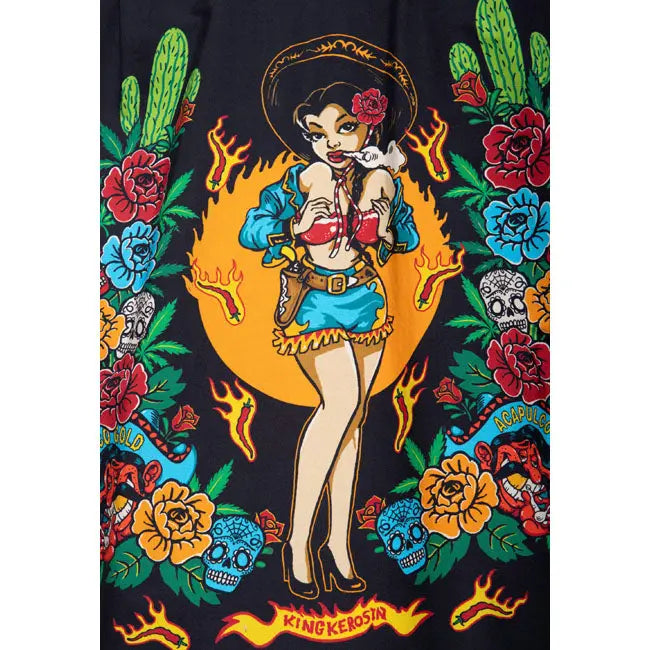 King Kerosin Acapulco Hawaii Shirt Black FREE UK Delivery, FREE 365 Day Returns | Moto Central