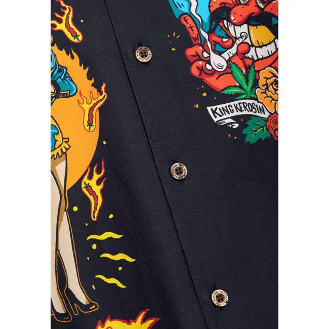 King Kerosin Acapulco Hawaii Shirt Black FREE UK Delivery, FREE 365 Day Returns | Moto Central