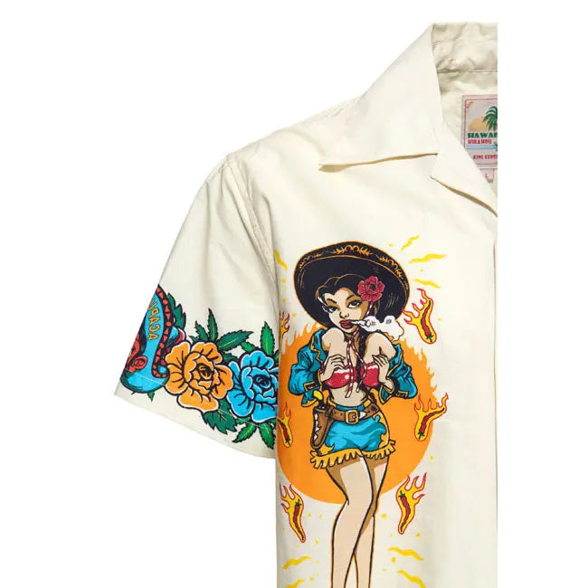 King Kerosin Acapulco Hawaii Shirt Off-White FREE UK Delivery, FREE 365 Day Returns | Moto Central