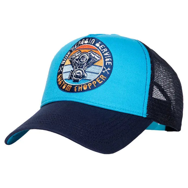 King Kerosin Custom Chopper Cap Blue FREE UK Delivery, FREE 365 Day Returns | Moto Central