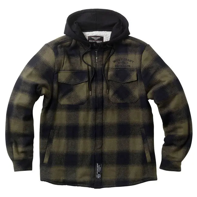 West Coast Choppers Hell Bent Flannel Jacket Olive / Black FREE UK Delivery, FREE 365 Day Returns | Moto Central