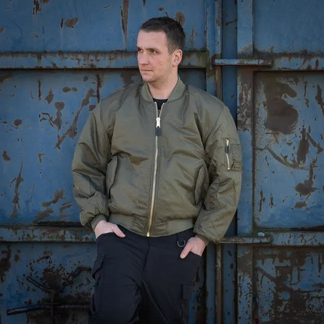 Army Surplus MA-1 Bomber Flight Jacket Dark Green FREE UK Delivery, FREE 365 Day Returns | Moto Central