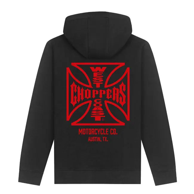 West Coast Choppers ATX Cross Hoodie Black / Red FREE UK Delivery, FREE 365 Day Returns | Moto Central