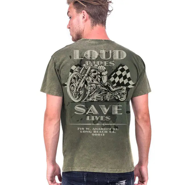 West Coast Choppers Loud Pipes T-Shirt Vintage Green FREE UK Delivery, FREE 365 Day Returns | Moto Central