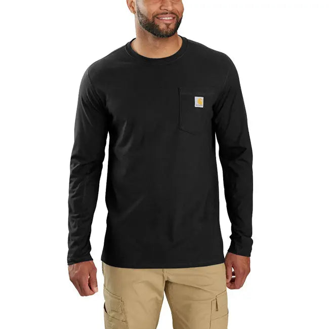 Carhartt Midweight Long Sleeves Pocket T-Shirt Black FREE UK Delivery, FREE 365 Day Returns | Moto Central