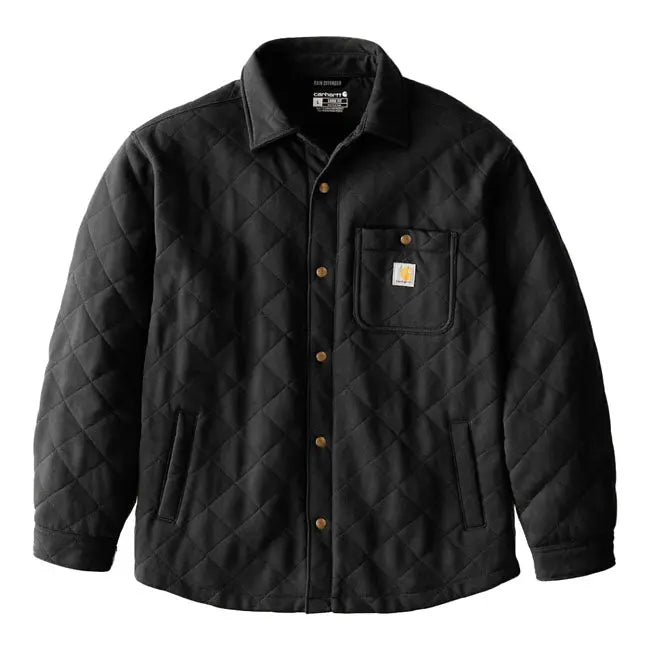 Carhartt Quilted Snap Front Shirt Black FREE UK Delivery, FREE 365 Day Returns | Moto Central