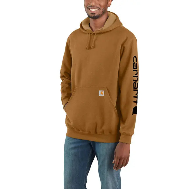 Carhartt Sleeve Logo Hoodie Carhartt Brown FREE UK Delivery, FREE 365 Day Returns | Moto Central