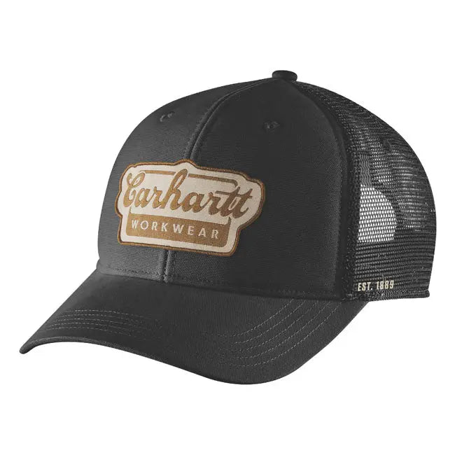 Carhartt Twill Mesh-Back Script Patch Cap Black FREE UK Delivery, FREE 365 Day Returns | Moto Central