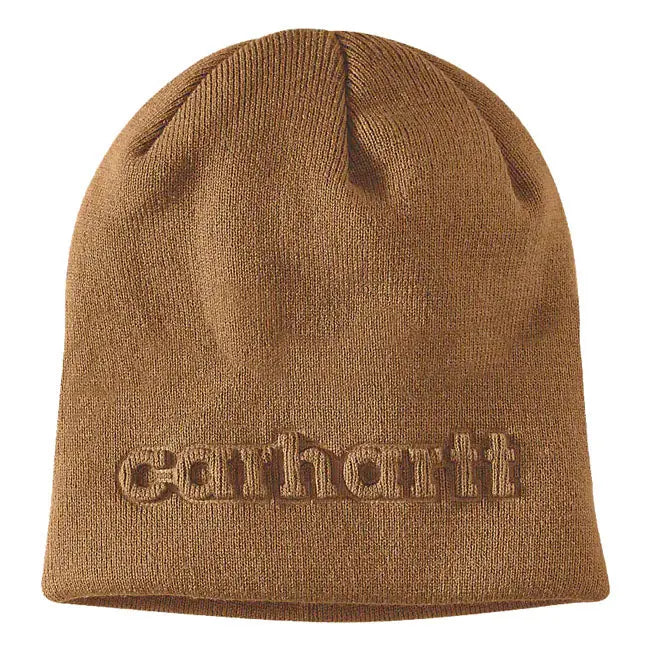 Carhartt Knit Embossed Beanie Carhartt Brown FREE UK Delivery, FREE 365 Day Returns | Moto Central