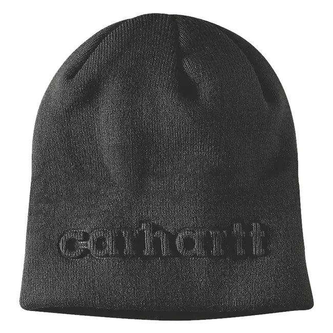 Carhartt Knit Embossed Beanie Black FREE UK Delivery, FREE 365 Day Returns | Moto Central
