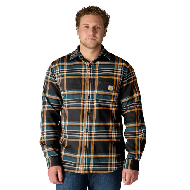 Carhartt Flannel Plaid Shirt Black FREE UK Delivery, FREE 365 Day Returns | Moto Central