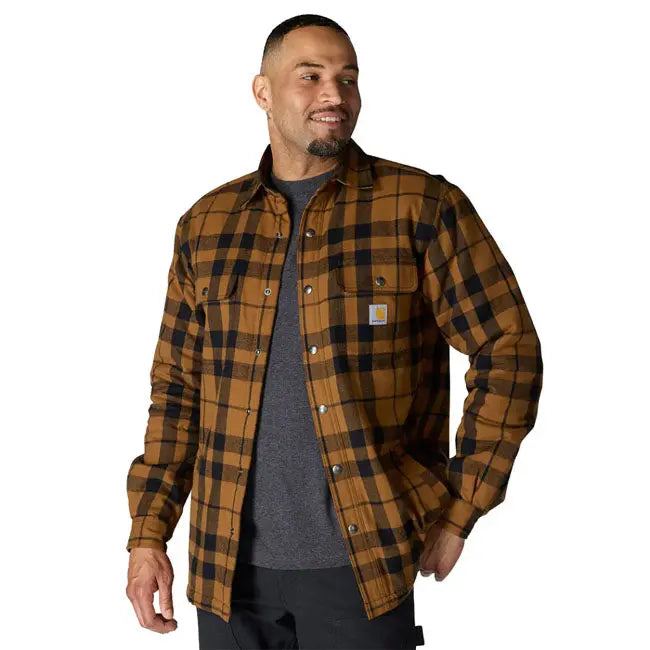 Carhartt Flannel Sherpa-Lined Shirt Carhartt Brown FREE UK Delivery, FREE 365 Day Returns | Moto Central