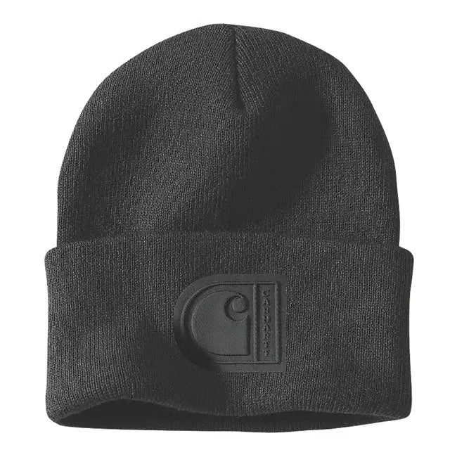 Carhartt Knit Cuffed C Patch Beanie Black FREE UK Delivery, FREE 365 Day Returns | Moto Central