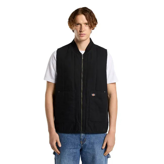 Dickies Quilted Canvas Vest Black FREE UK Delivery, FREE 365 Day Returns | Moto Central