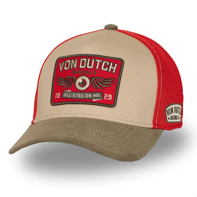 Von Dutch Semi-Curved Eye Cap Khaki / Red FREE UK Delivery, FREE 365 Day Returns | Moto Central