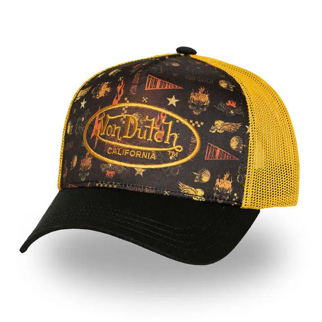 Von Dutch Subl Skull Cap Black / Yellow FREE UK Delivery, FREE 365 Day Returns | Moto Central