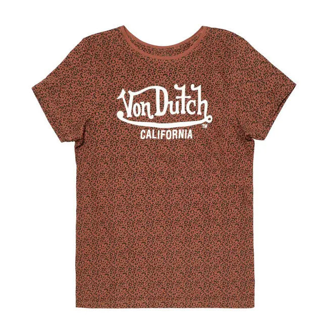 Von Dutch Leopard Ladies T-Shirt Brown FREE UK Delivery, FREE 365 Day Returns | Moto Central