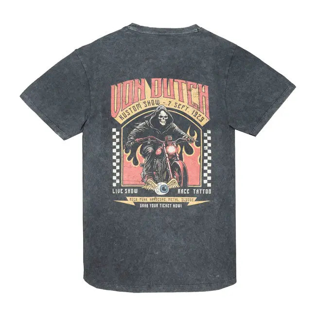 Von Dutch Reaper T-Shirt Washed Black FREE UK Delivery, FREE 365 Day Returns | Moto Central