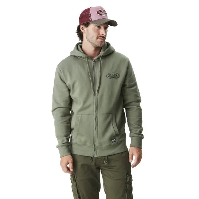 Von Dutch Logo Zip Hoodie Khaki FREE UK Delivery, FREE 365 Day Returns | Moto Central