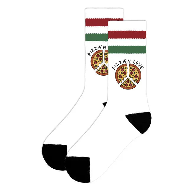American Socks Mid High Pizza N Love Socks White FREE UK Delivery, FREE 365 Day Returns | Moto Central