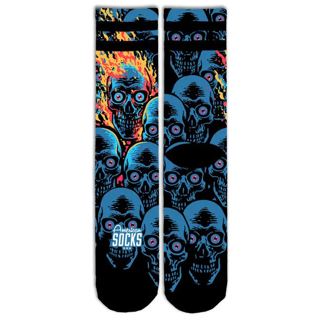 American Socks Mid High Knucklehead Socks Blue FREE UK Delivery, FREE 365 Day Returns | Moto Central
