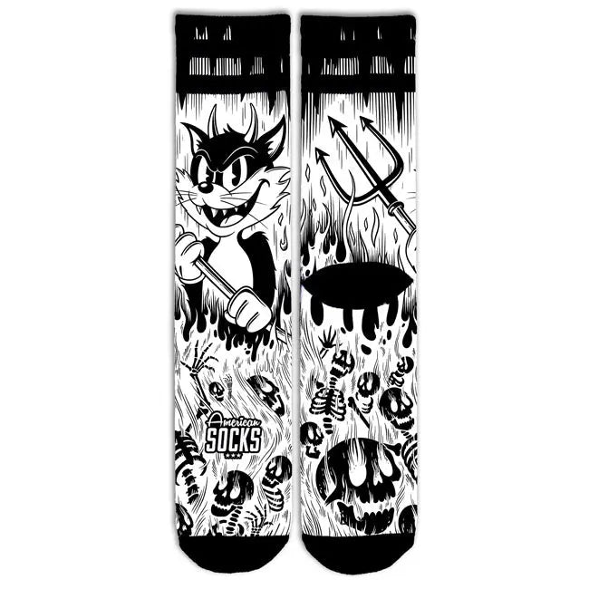 American Socks Signature Evil Cat Socks White FREE UK Delivery, FREE 365 Day Returns | Moto Central
