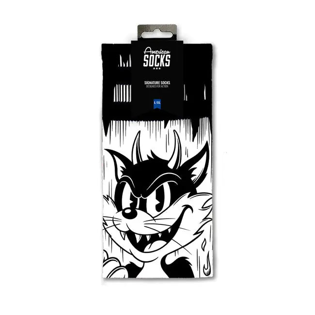 American Socks Signature Evil Cat Socks White FREE UK Delivery, FREE 365 Day Returns | Moto Central