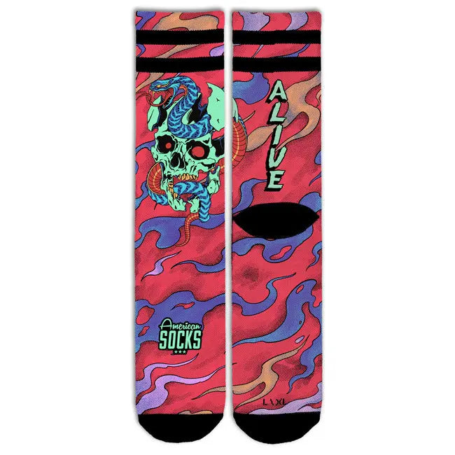 American Socks Signature Dead And Alive Socks Pink FREE UK Delivery, FREE 365 Day Returns | Moto Central