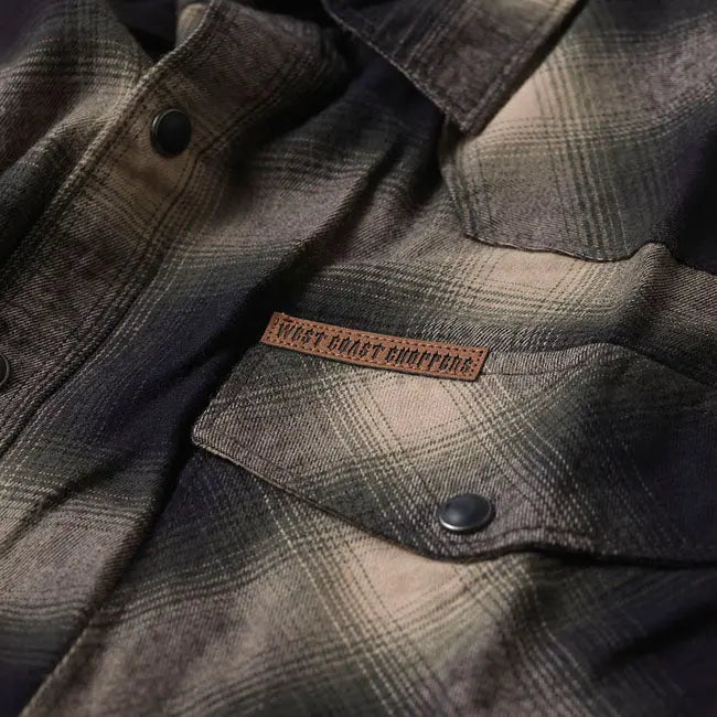West Coast Choppers Outlaw Flannel Shirt Olive / Beige FREE UK Delivery, FREE 365 Day Returns | Moto Central