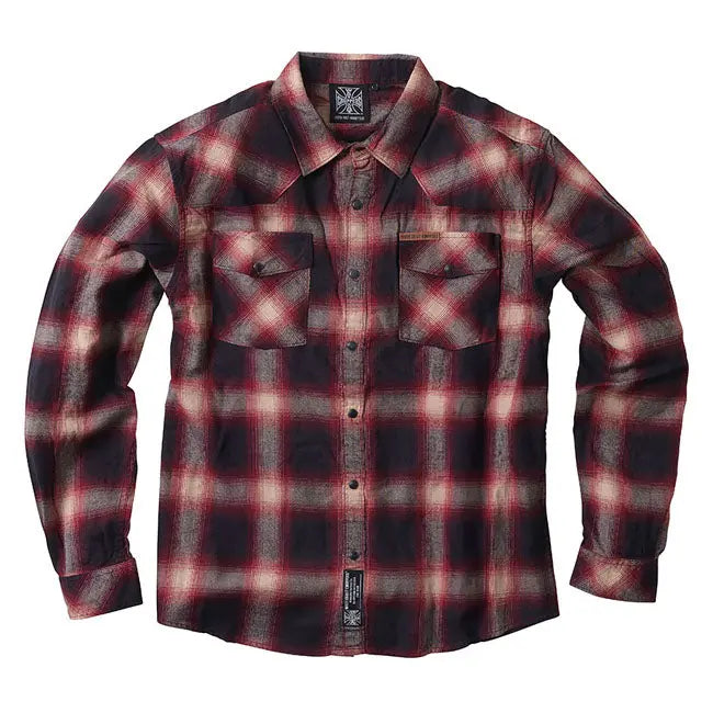 West Coast Choppers Outlaw Flannel Shirt Red / Grey FREE UK Delivery, FREE 365 Day Returns | Moto Central