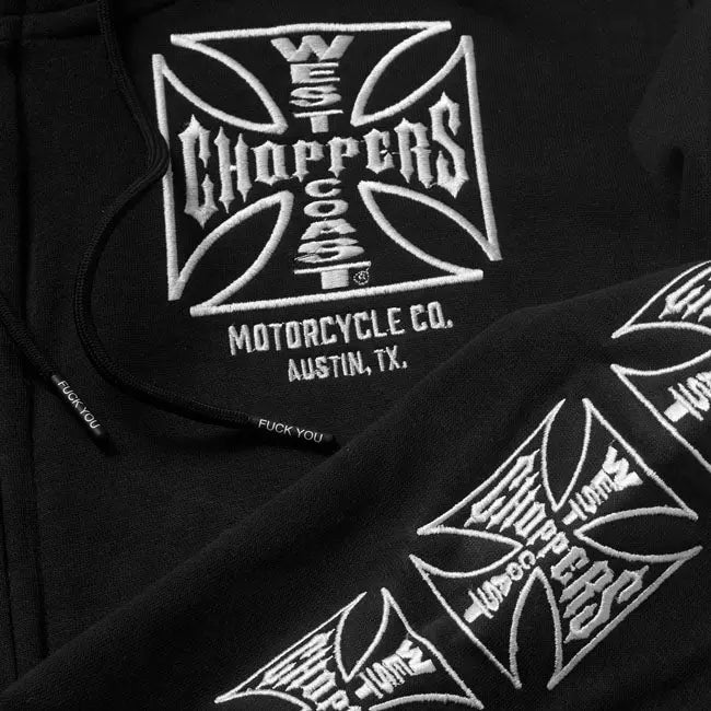 West Coast Choppers Dominator Zip Hoodie Black FREE UK Delivery, FREE 365 Day Returns | Moto Central