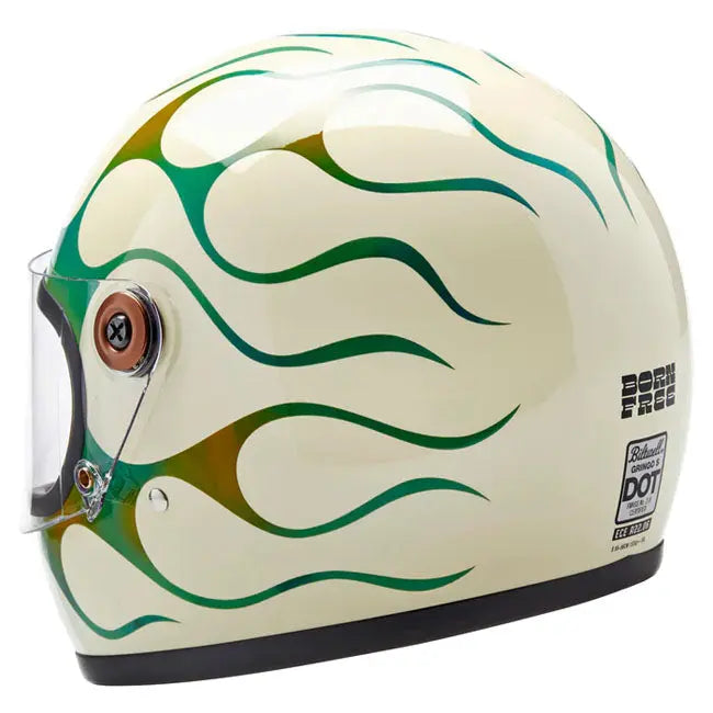 Biltwell Gringo S X Born Free Collab White / Green FREE UK Delivery, FREE 365 Day Returns | Moto Central