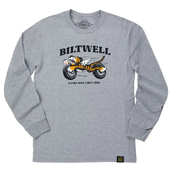 Biltwell Tiger Long Sleeves T-Shirt Graphite FREE UK Delivery, FREE 365 Day Returns | Moto Central