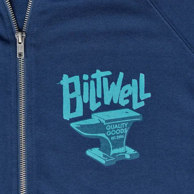 Biltwell Anvil Zip Hoodie Blue FREE UK Delivery, FREE 365 Day Returns | Moto Central