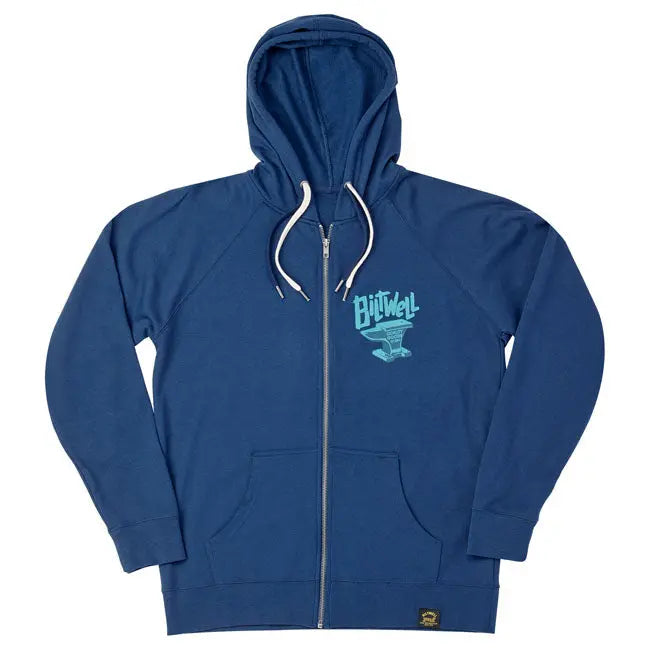 Biltwell Anvil Zip Hoodie Blue FREE UK Delivery, FREE 365 Day Returns | Moto Central