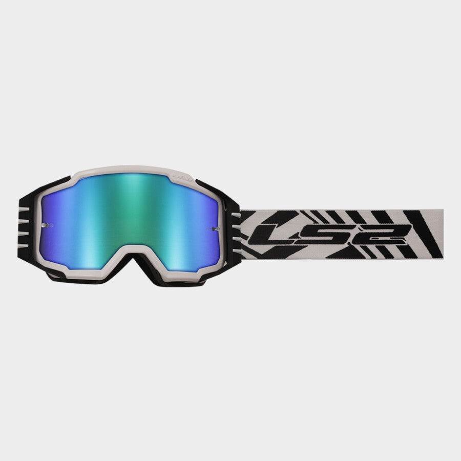 LS2 Charger Pro Kids Goggles White With Hi-Viz Green Iridium Visor FREE UK Delivery, FREE 365 Day Returns | Moto Central