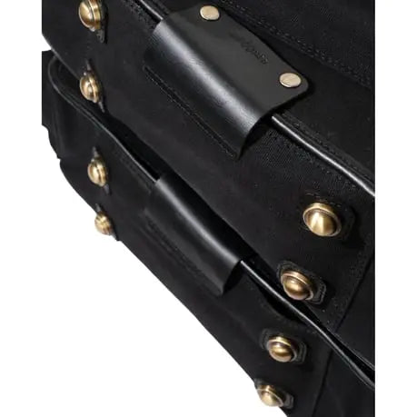 Trip Machine Expedition Saddlebag Black - Pair leather mounting eyelets detail