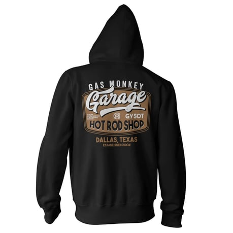 Gas Monkey Garage Rusty Hot Rod Zipped Hoodie Black FREE UK Delivery, FREE 365 Day Returns | Moto Central