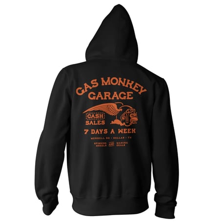 Gas Monkey Garage Cash Monkey Zipped Hoodie Black FREE UK Delivery, FREE 365 Day Returns | Moto Central