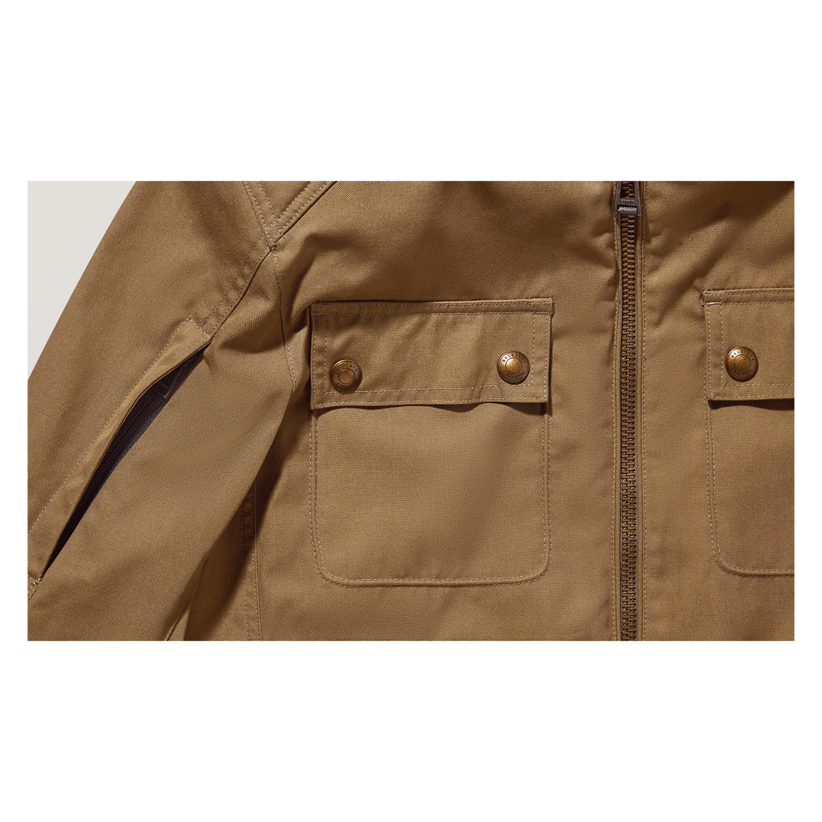 Belstaff Roberts Technical Cotton Canvas Textile Jacket Olive FREE UK Delivery, FREE 365 Day Returns | Moto Central